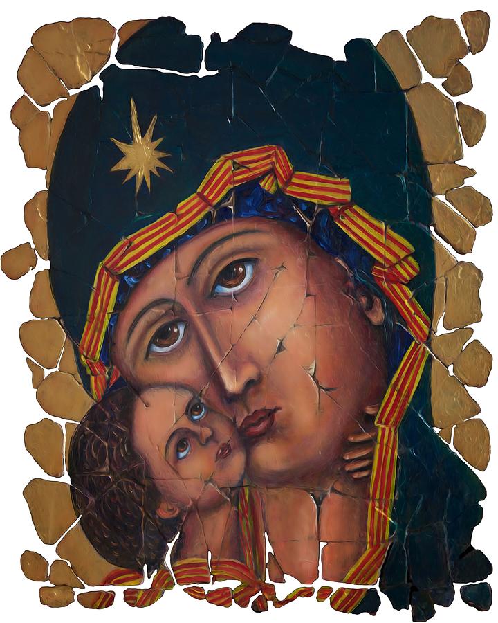 Mother of God Fresco  Painting by OLena Art