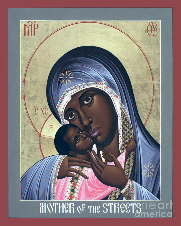 Mother of God - Mother of the Streets - RLMOS Painting by Br Robert Lentz OFM