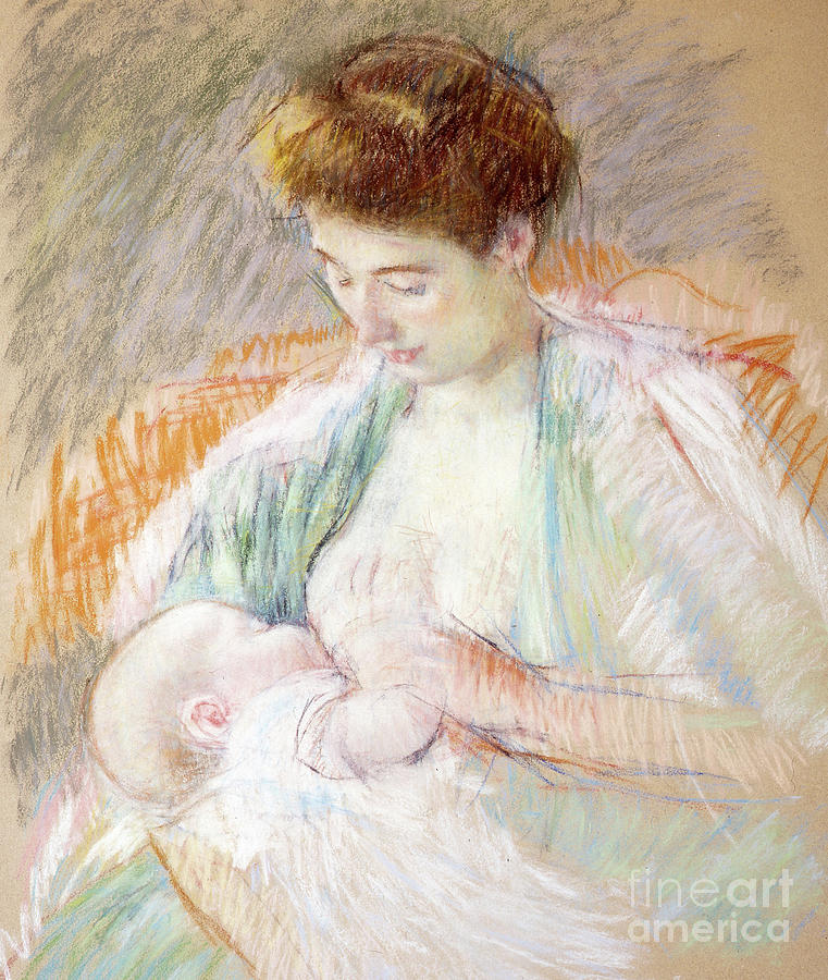 Mother Rose Nursing Her Child Pastel by Mary Stevenson Cassatt