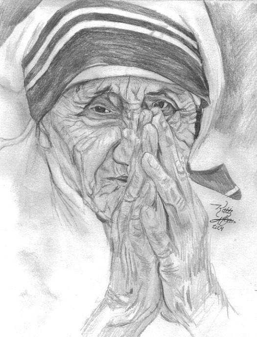 Mother Teresa Drawing - Mother teresa by Katie Alfonsi