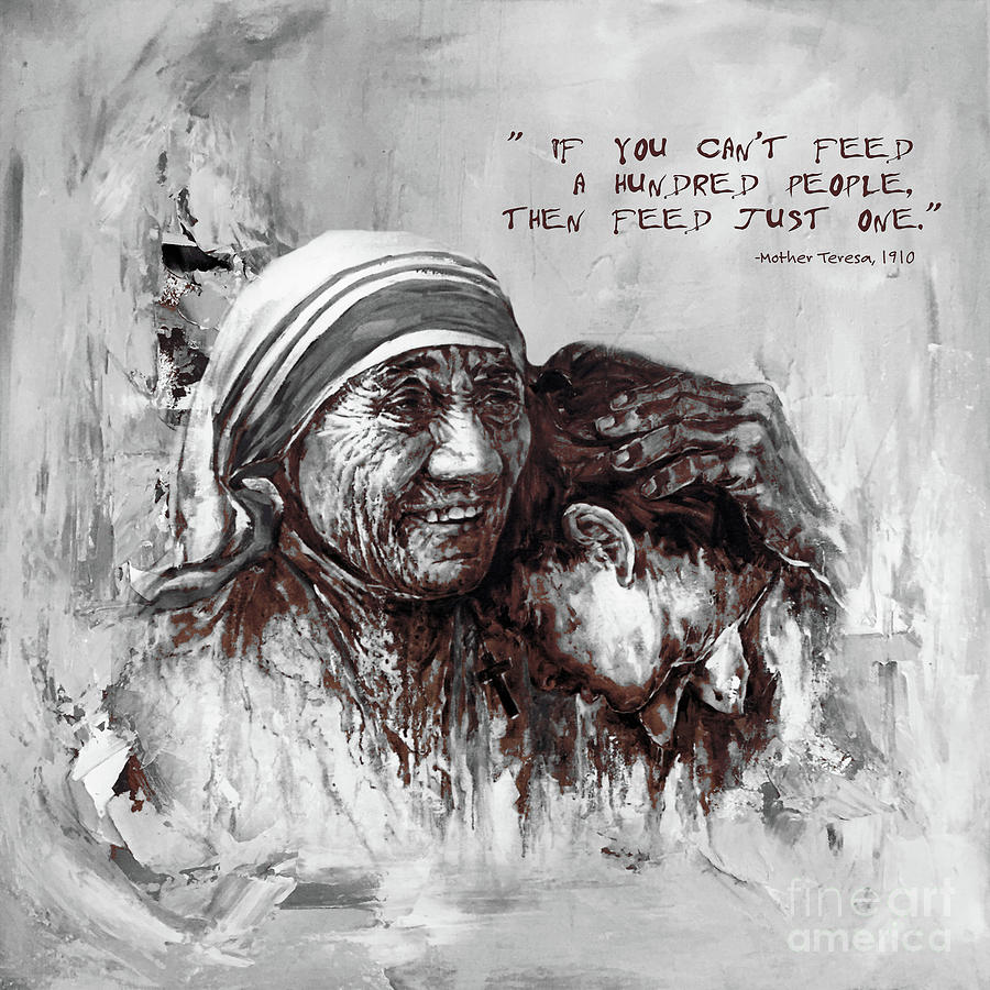 Mother Teresa Of Calcutta Portrait  Painting by Gull G