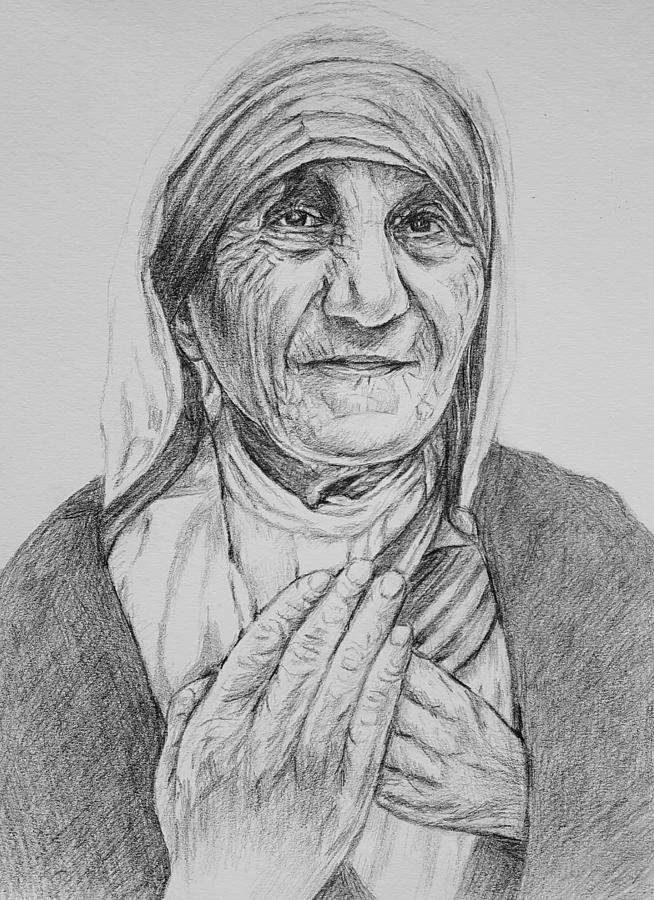 Mother Teresa pc Drawing by Hae Kim
