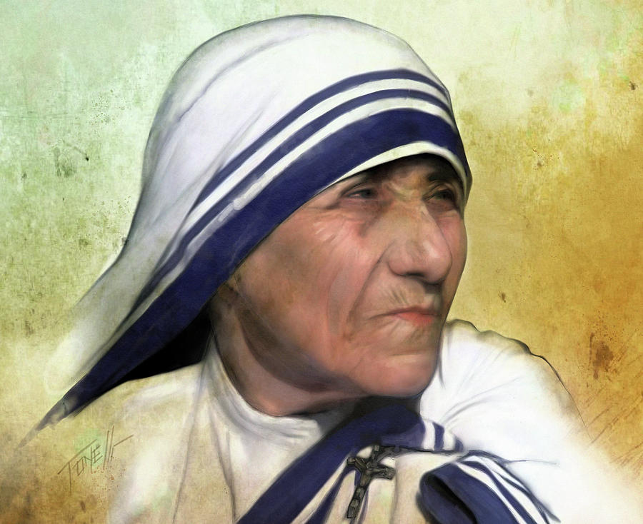 Mother Teresa Portrait Mixed Media