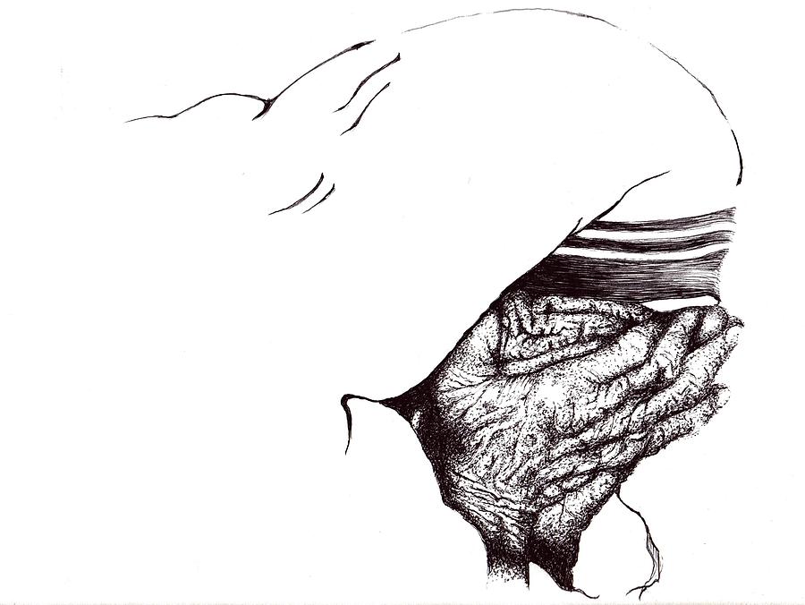 Mother Teresa-Pray today Drawing by Doug Johnson