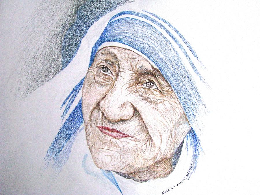 Mother Theresa Drawing by Linda Williams