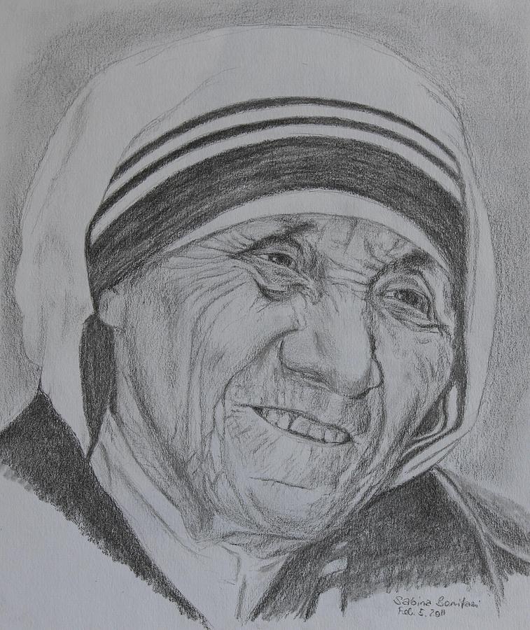 Mother Theresa Drawing by Sabina Bonifazi