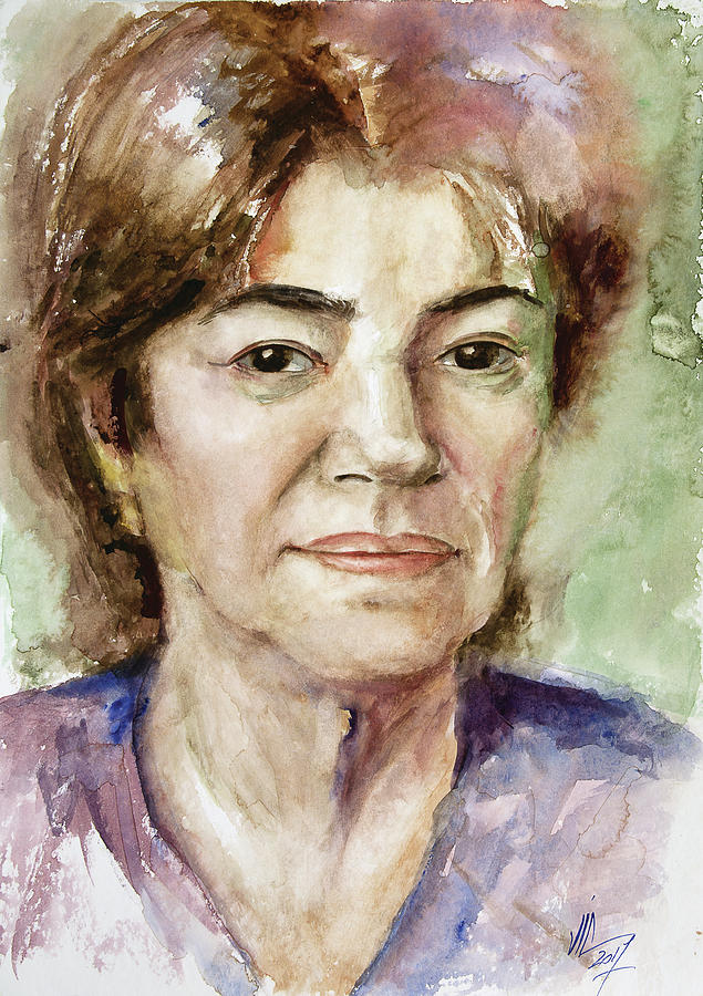 Mother .Watercolor portrait painting bu Vali Irina Ciobanu Painting by Vali Irina Ciobanu