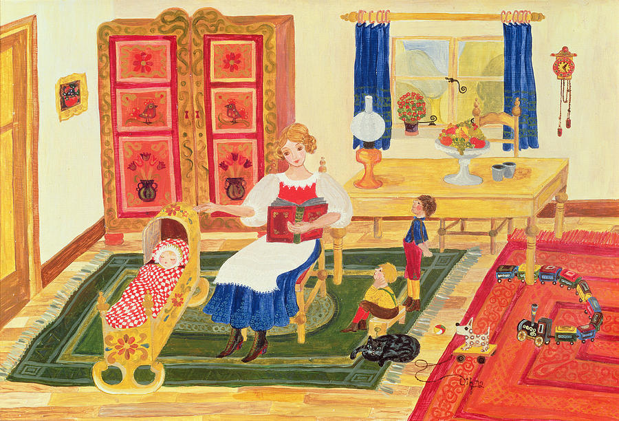 Mother with Children Painting by Ditz