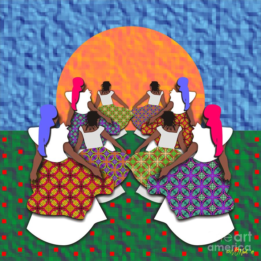 Pattern Digital Art - Mothers and Daughters Dancing To The Sun by Walter Neal