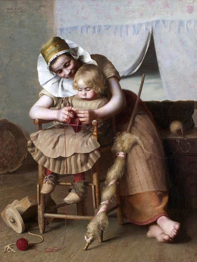 Mothers Help Painting by Paul Peel