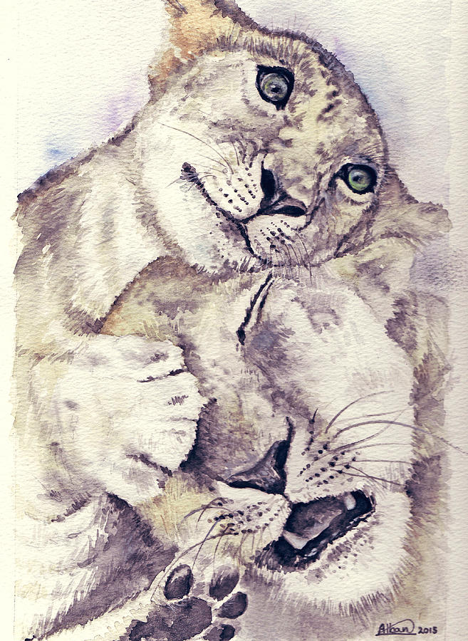 Animal Painting - Mothers Love by Alban Dizdari
