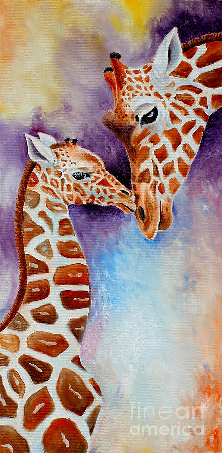 Mothers love giraffe Painting by Pechez Sepehri