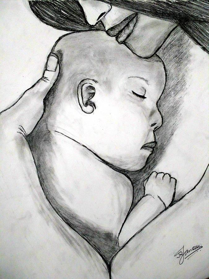 Buy Pencil sketch of mother and child Handmade Painting by ROHIT JHA  CodeART517729999  Paintings for Sale online in India