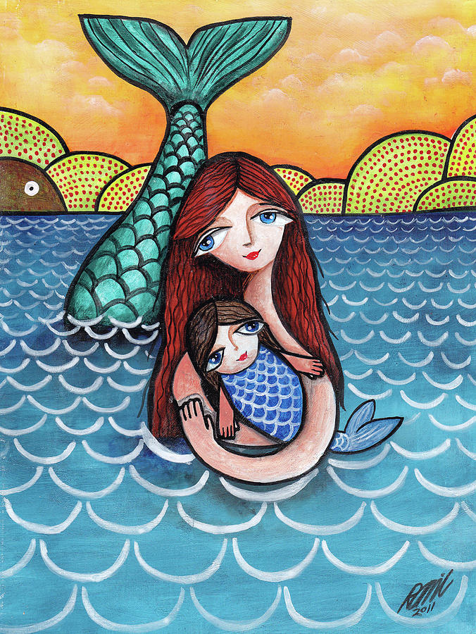 Mermaid Painting - Mothers Love by Ramiliano Guerra