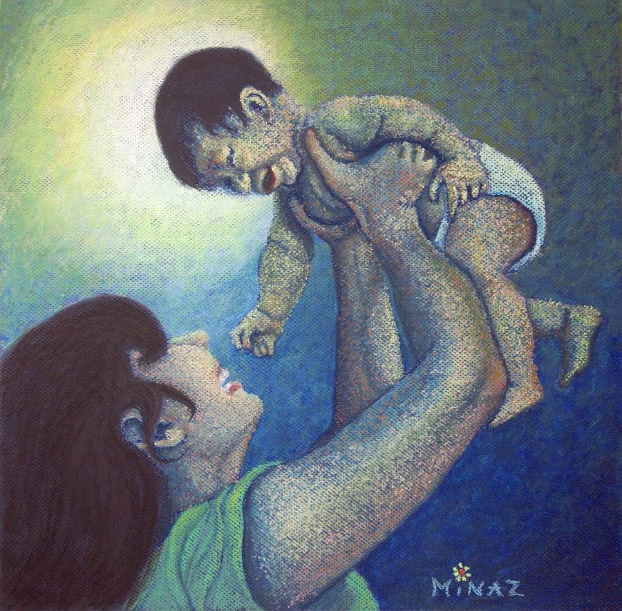 Mothers Play Painting by Minaz Jantz