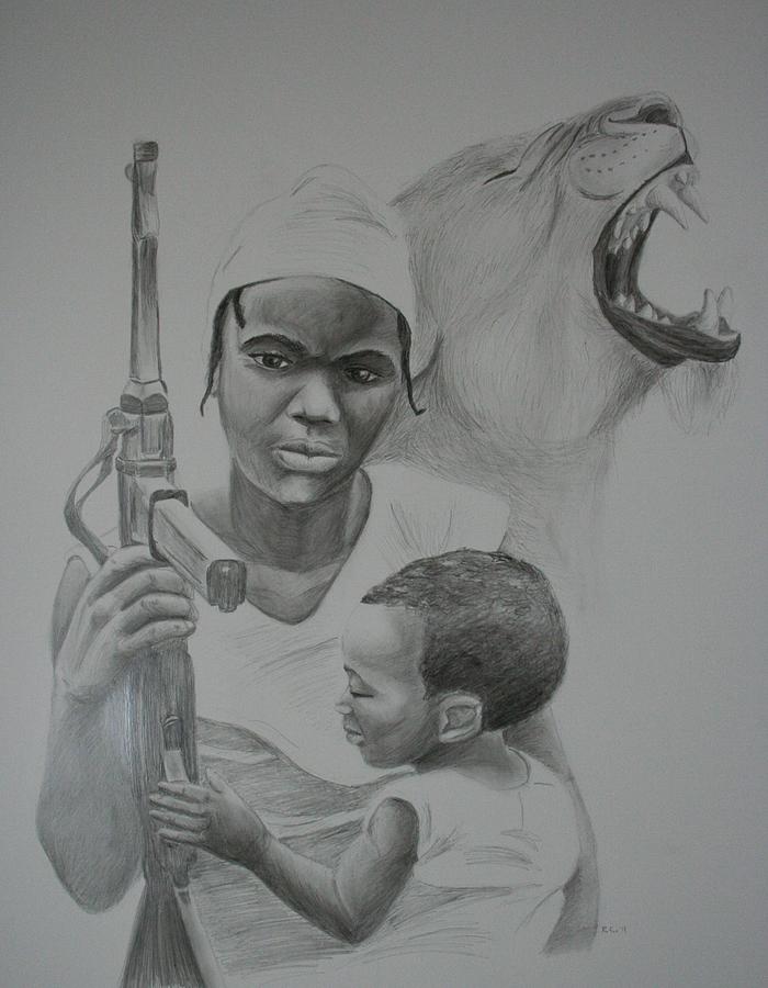 Mothers Roar Drawing by Edmund Royster