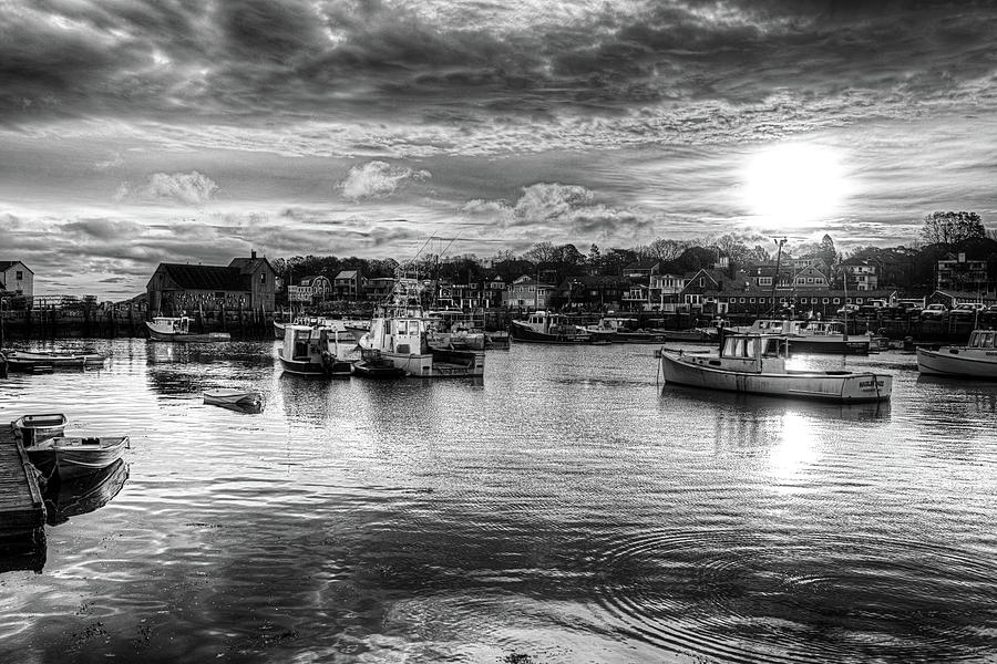 Motif #1 Sunrise Rockport MA Black and White Photograph by Toby McGuire