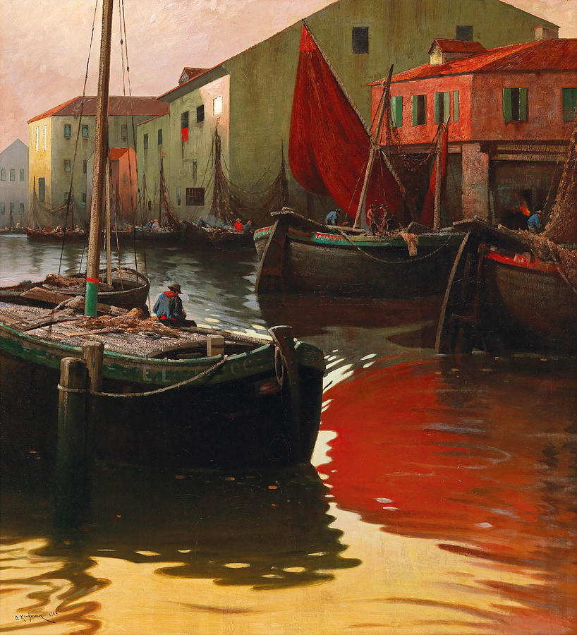 Motif of Chioggia Painting by Adolf Kaufmann
