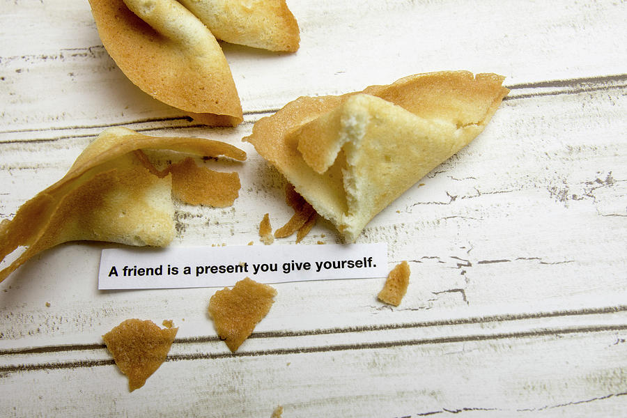 Motivational fortune cookie on friendship Photograph by Karen Foley