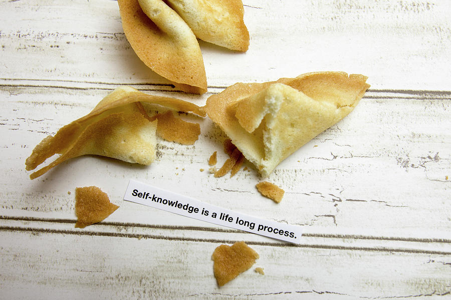 Motivational fortune cookie on self awareness Photograph by Karen Foley