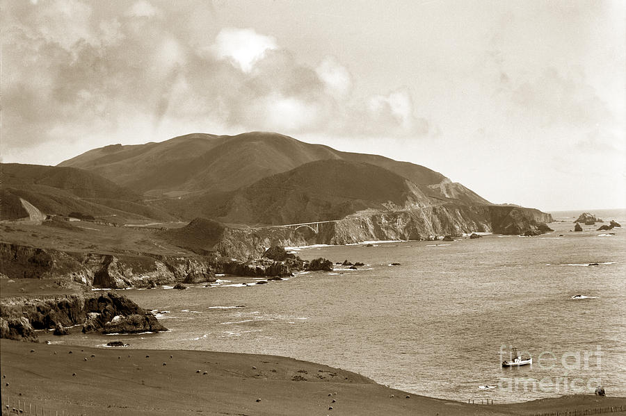 Bridge Photograph - Notleys Landing Big Sur Coast circa 1933 by Monterey County Historical Society