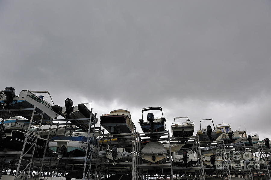 Motor Boats on racks Photograph by Sami Sarkis Photography Motor Boats on racks Photograph by Sami Sarkis Photography