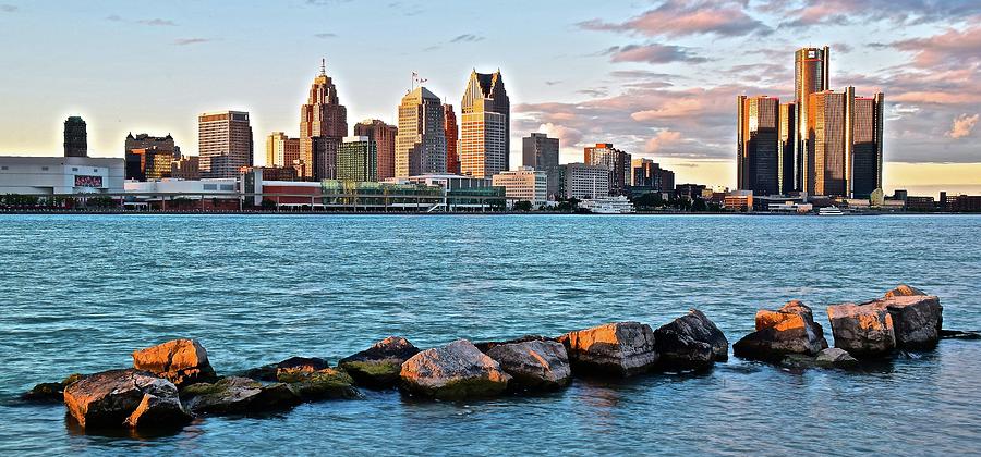 Motor City Pano from Canada Photograph by Frozen in Time Fine Art Photography