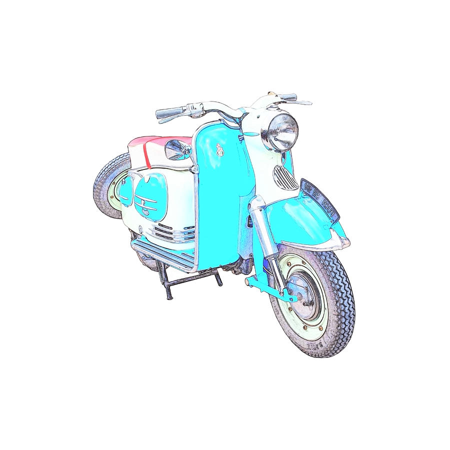 Motor Scooter Drawing Sketch Digital Art By PixBreak Motor Scooter Drawing Sketch Digital Art By PixBreak