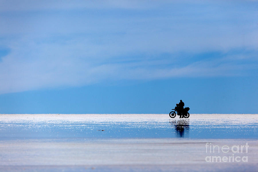 Motorbike trip across the Salar de Uyuni Photograph by James Brunker