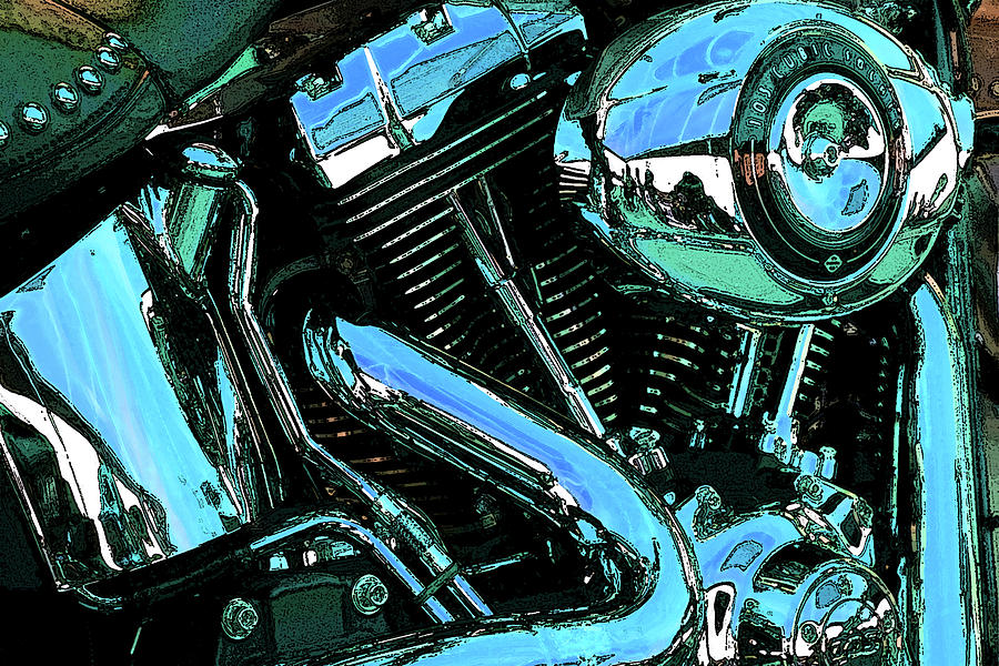 Motorcycle Engine Graphic 1480 G_3 Photograph by Steven Ward