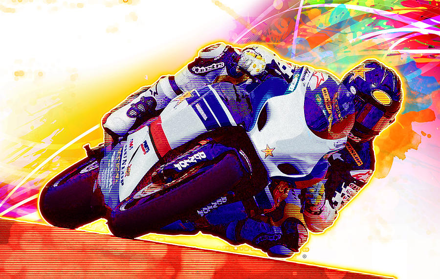 Motorcycle Racer Painting by Gary Grayson