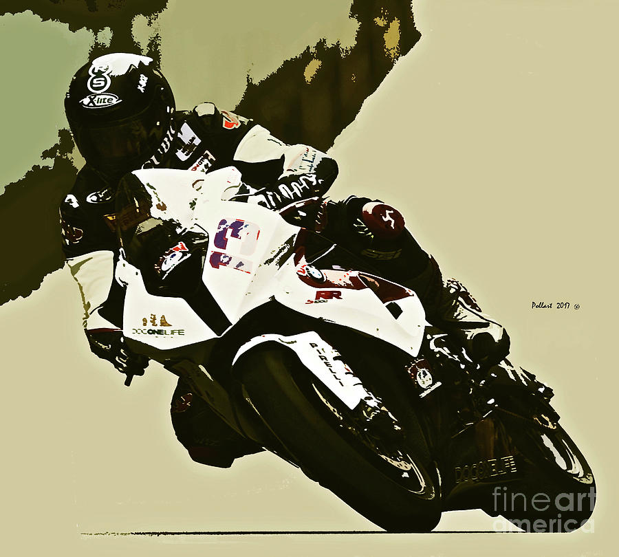 Steve Mcqueen Painting - Motorcycle Slide into the turn by Thomas Pollart