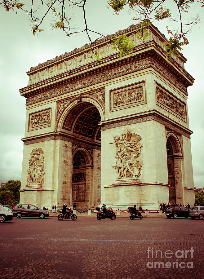 Motorcycles and The Arc de Triomphe Photograph by Marina McLain