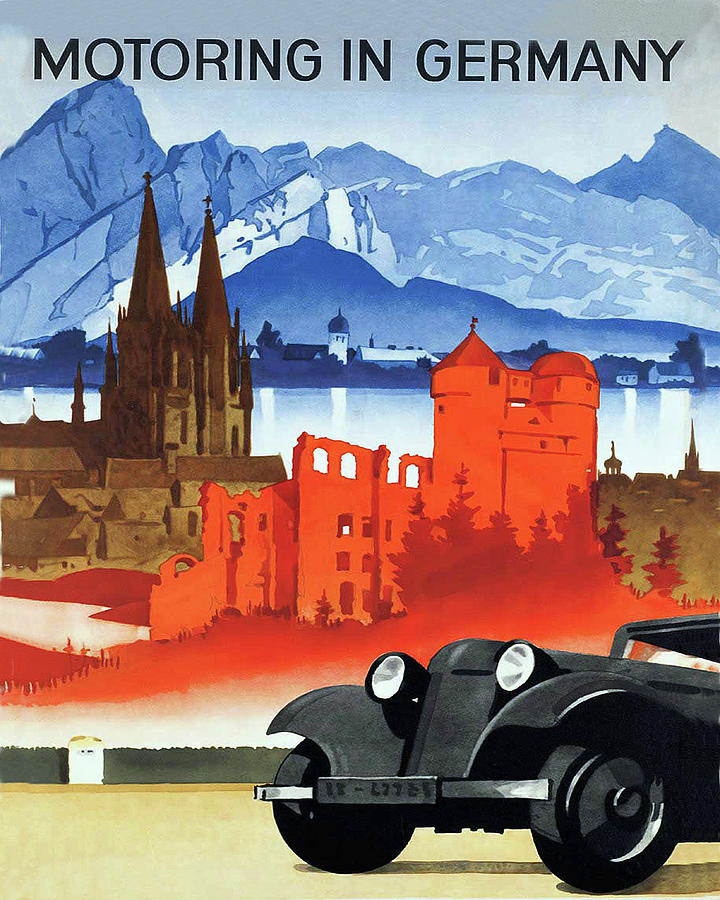Motoring in Germany, vintage travel poster Painting by Long Shot