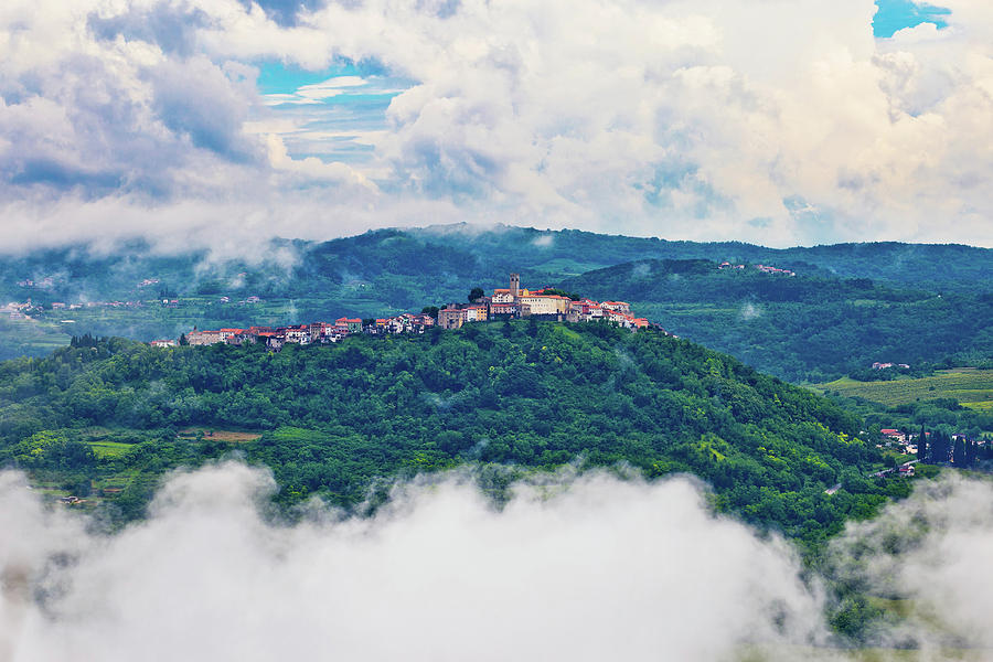 Motovun town in clouds view Photograph by Brch Photography