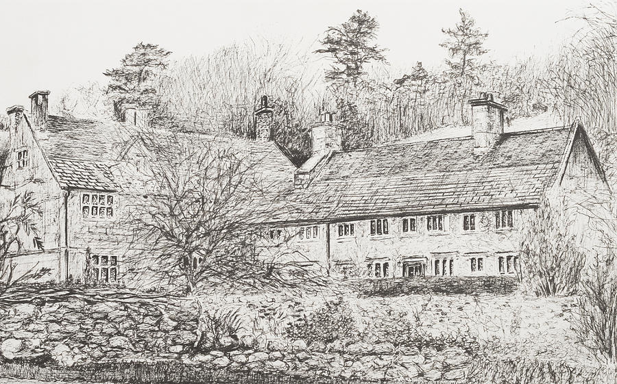Mottistone Hall  Isle of Wight Drawing by Vincent Alexander Booth