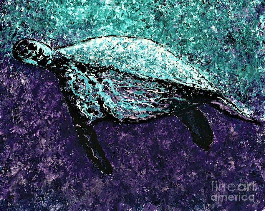 Mottled Sea Turtle  Painting by Allison Constantino