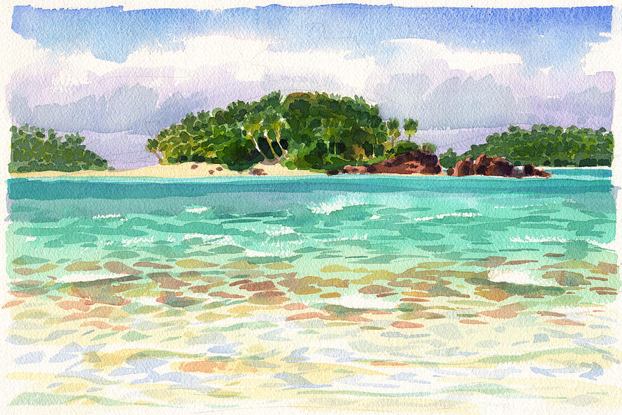Motu Rakau, Aitutaki Painting by Judith Kunzle