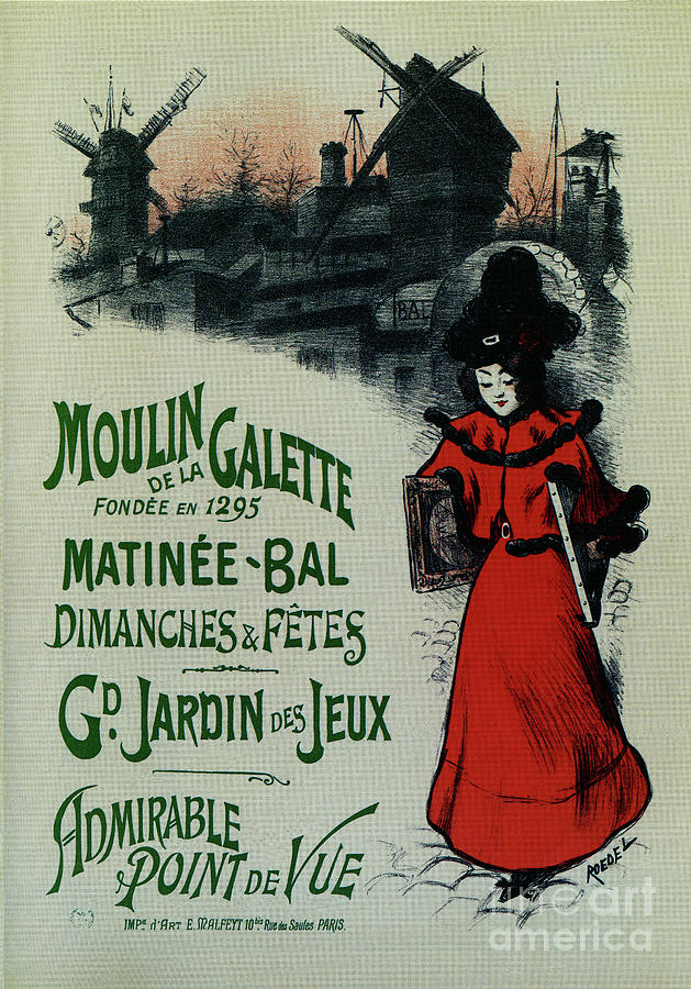 Moulin De La Galette 1896 Paris Drawing by Heidi De Leeuw