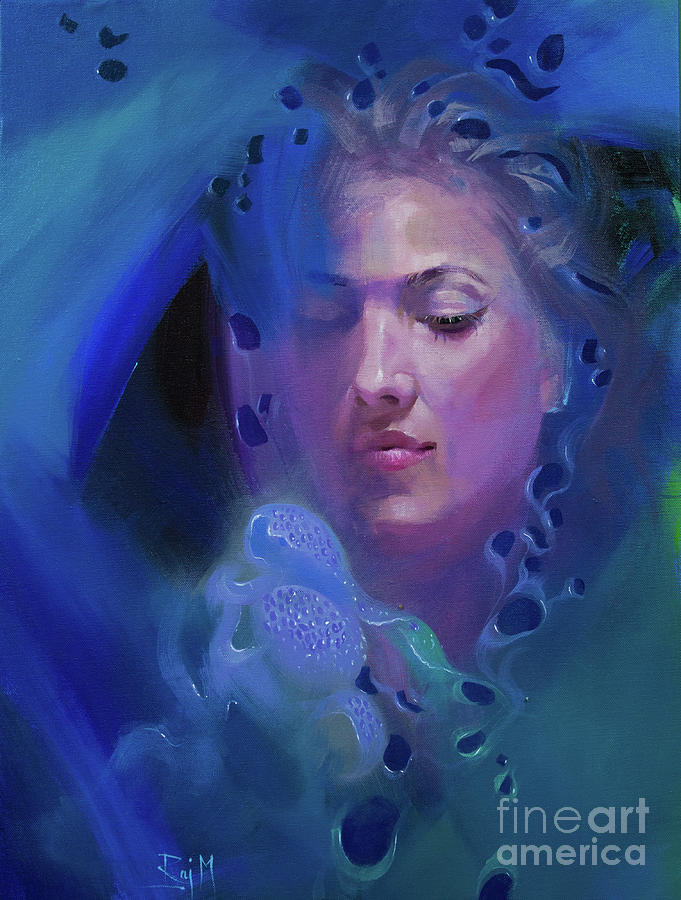 Blue Painting - Moulting Expression 1 by Raj Maji Blue Painting - Moulting Expression 1 by Raj Maji