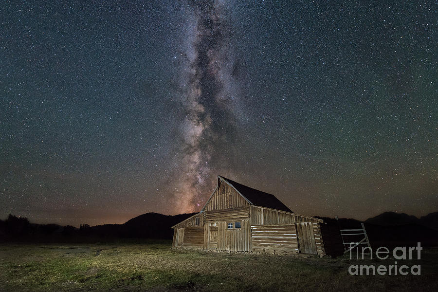 Moulton Ranch Cabin Milky Way On Mormon Row Photograph