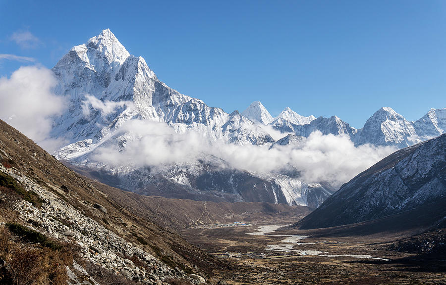 Mount Ama Dablam above Mountain Valley Photograph by Yuka Ogava - Fine ...