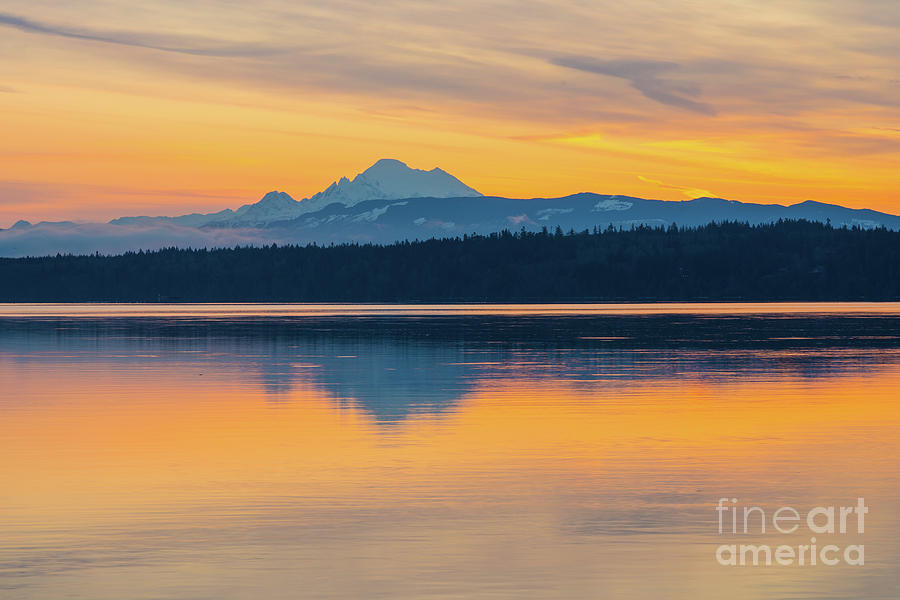 Mount Baker Bay Sunrise Reflection Photograph by Mike Reid
