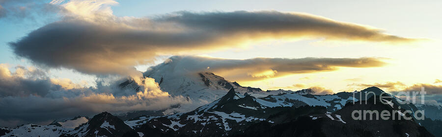 Mount Baker Cloudscape Sunset Panorama Photograph by Mike Reid