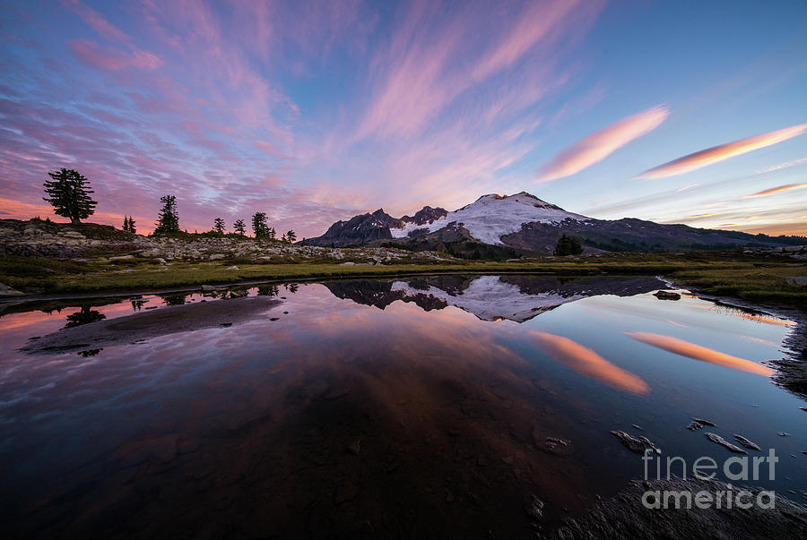 Mount Baker Dawn Skies Explosion Photograph by Mike Reid