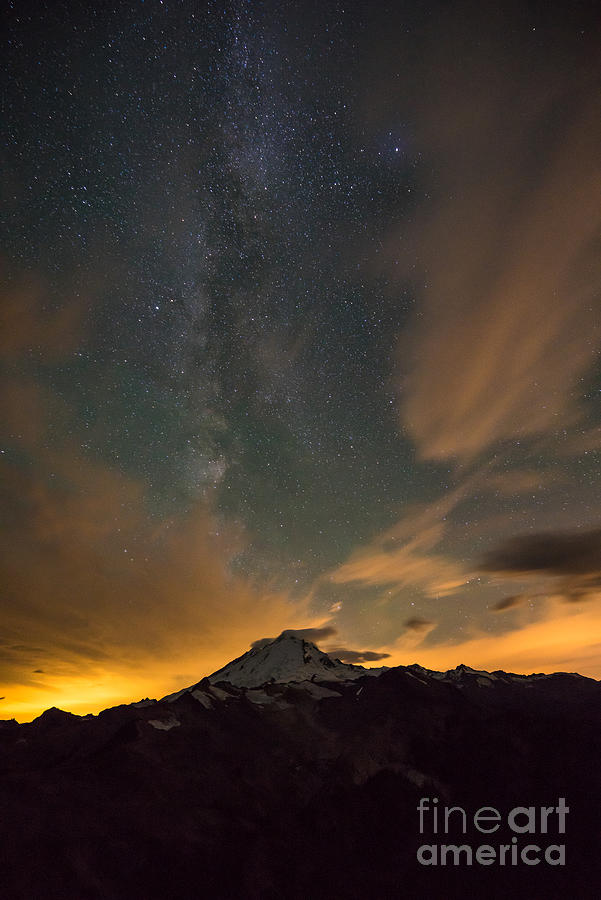 Mount Baker Milky Way Around Midnight Photograph by Mike Reid