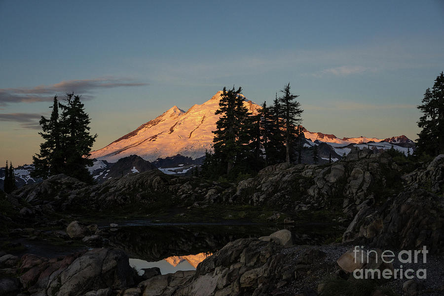 Mount Baker Sunrise Glow Reflected Photograph by Mike Reid