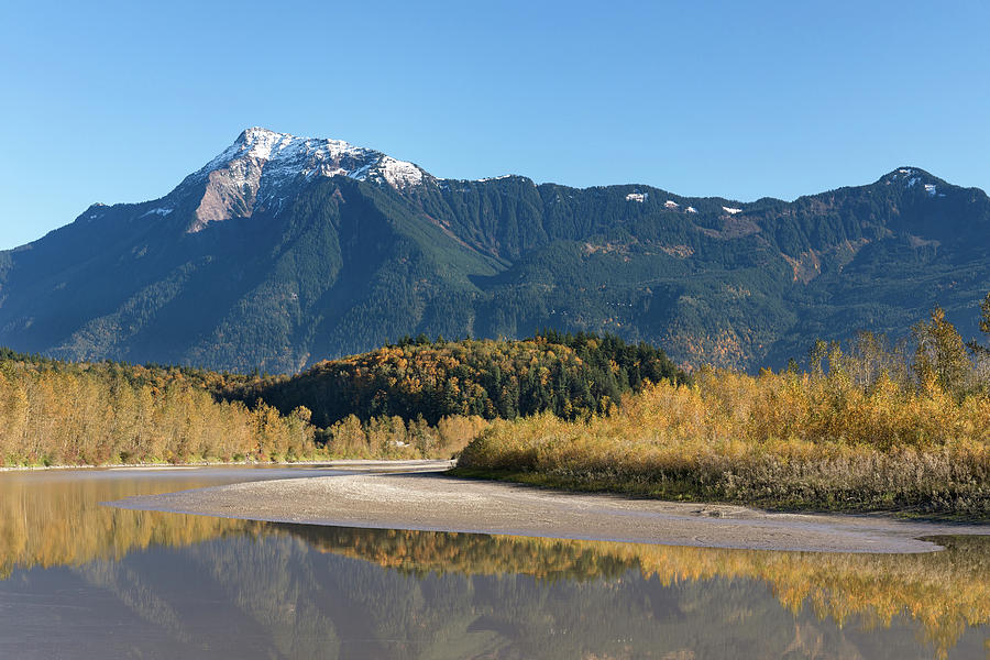 Mount Cheam and the Fraser River in the Fall Photograph by Michael Russell