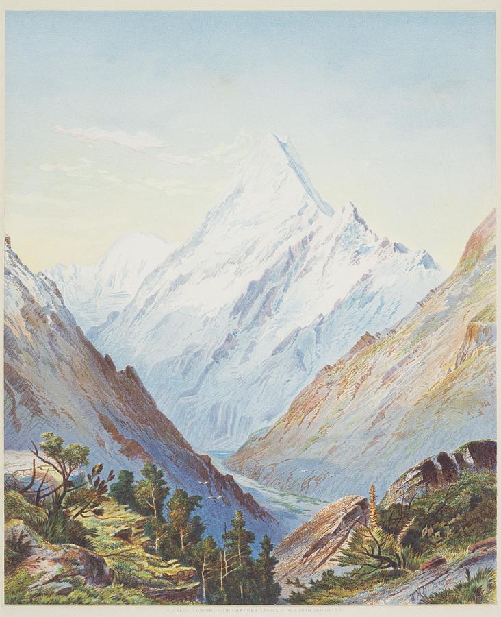 Mount Cook. From New Zealand Graphic and Descriptive, 1875, by William Hodgkins Painting by Celestial Images