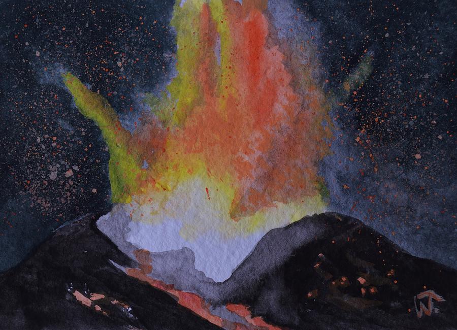 Mount Etna Explodes Painting by Warren Thompson